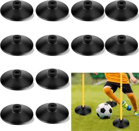 12 Pcs Weighted Slalom Pole Rubber Bases for Soccer Agility Poles 2.2 lb Pole Base for Soccer Training Equipment Set Accessory Lacrosse Field Hockey Track Field