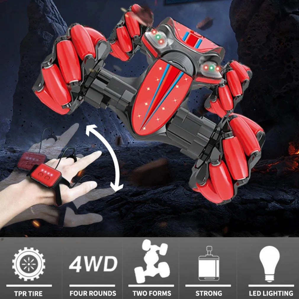 2.4G 4WD RC Watch Gesture Induction Off-Road Deformation 360° Rotation Car Twist Stunt Vehicle