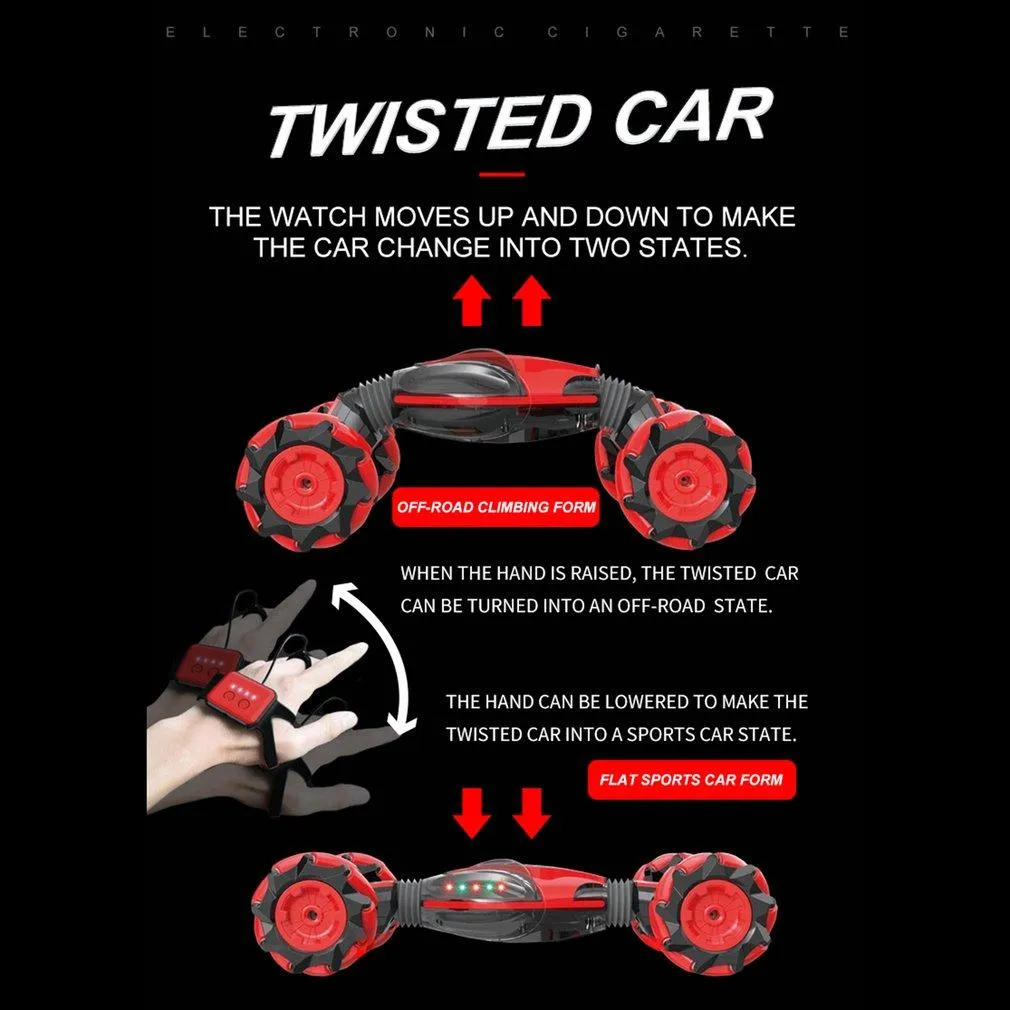 2.4G 4WD RC Watch Gesture Induction Off-Road Deformation 360° Rotation Car Twist Stunt Vehicle