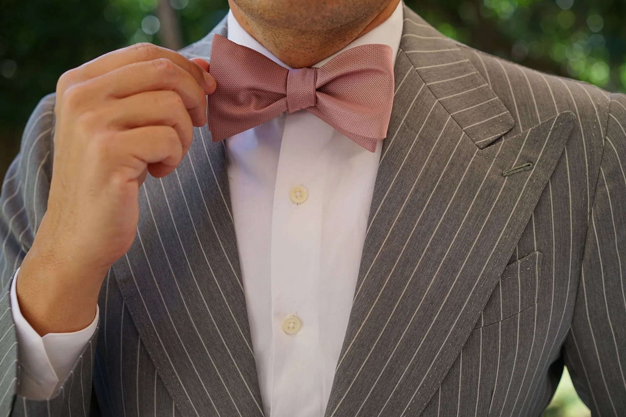 Antique Dusty Rose Weave Self Bow Tie