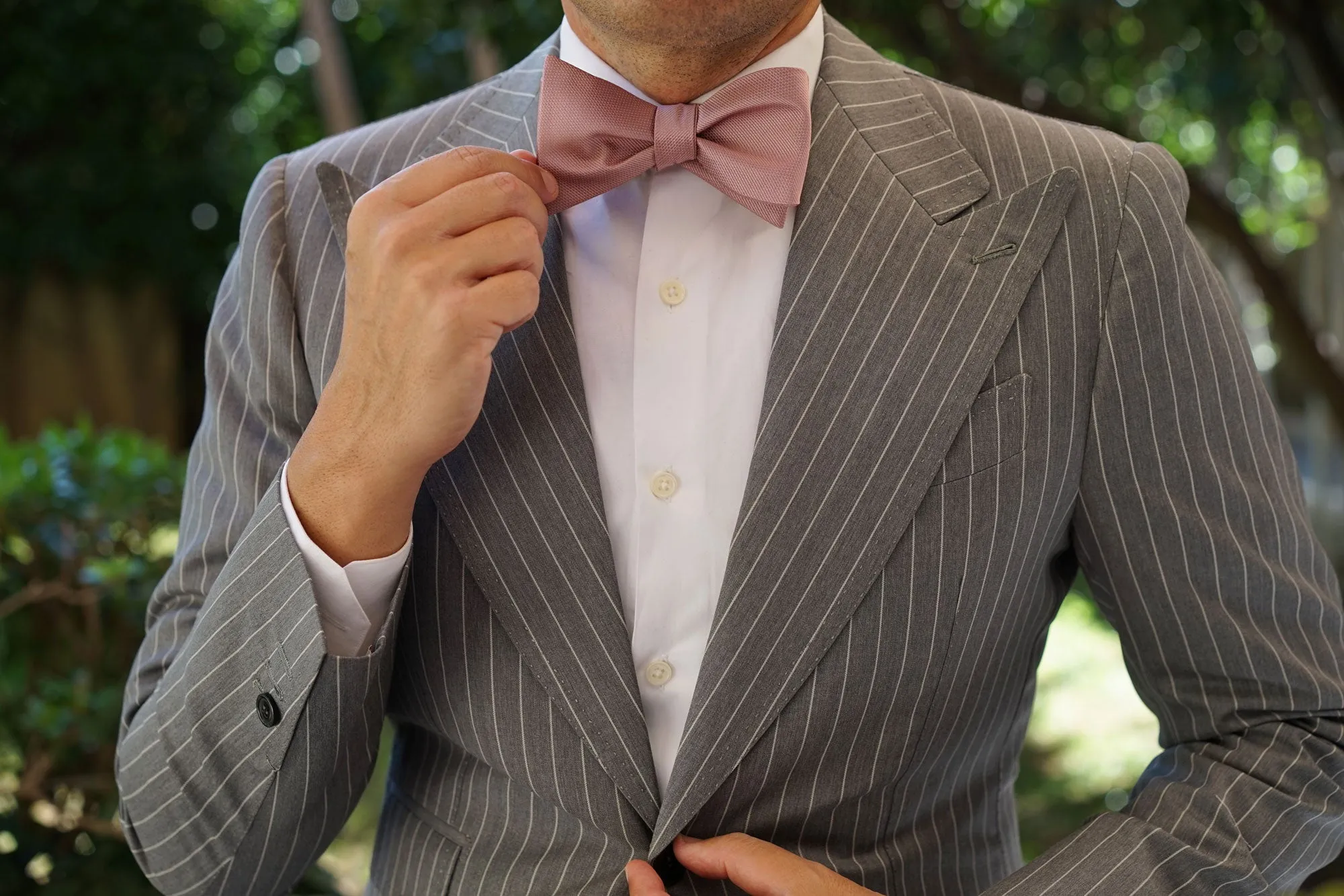 Antique Dusty Rose Weave Self Bow Tie