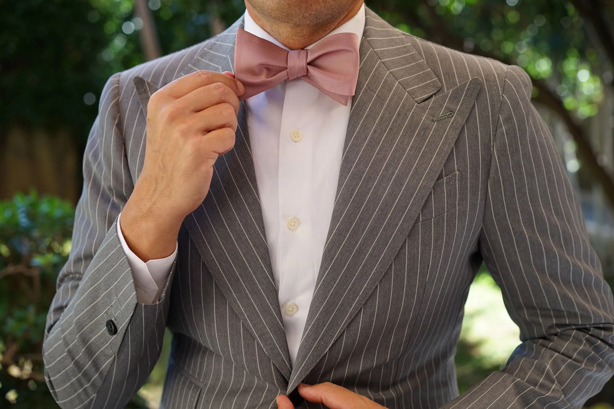 Antique Dusty Rose Weave Self Bow Tie