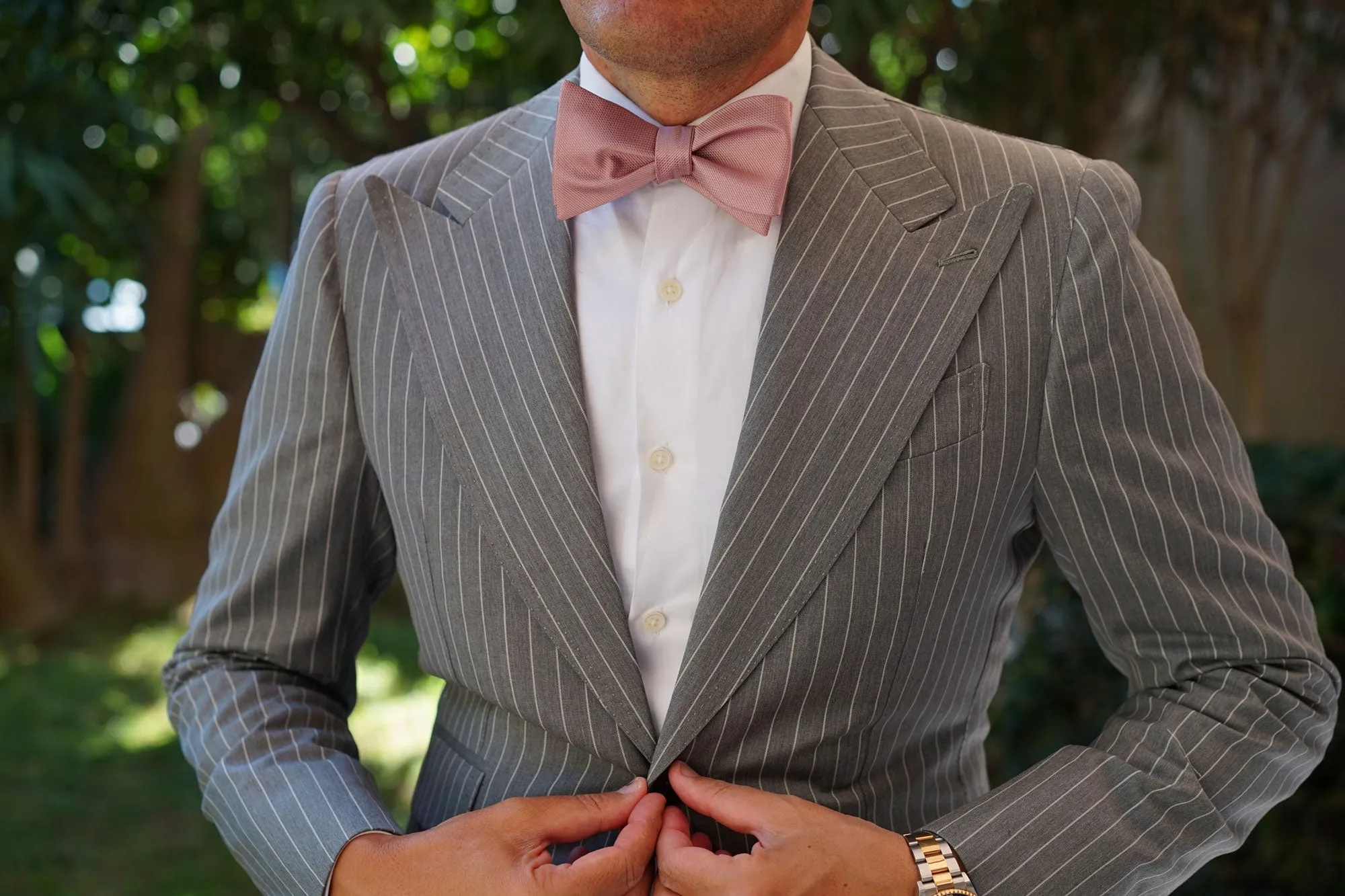 Antique Dusty Rose Weave Self Bow Tie