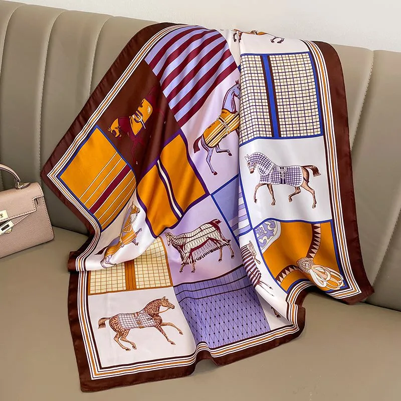 AWST Int'l Horses in Blankets Silky Scarf