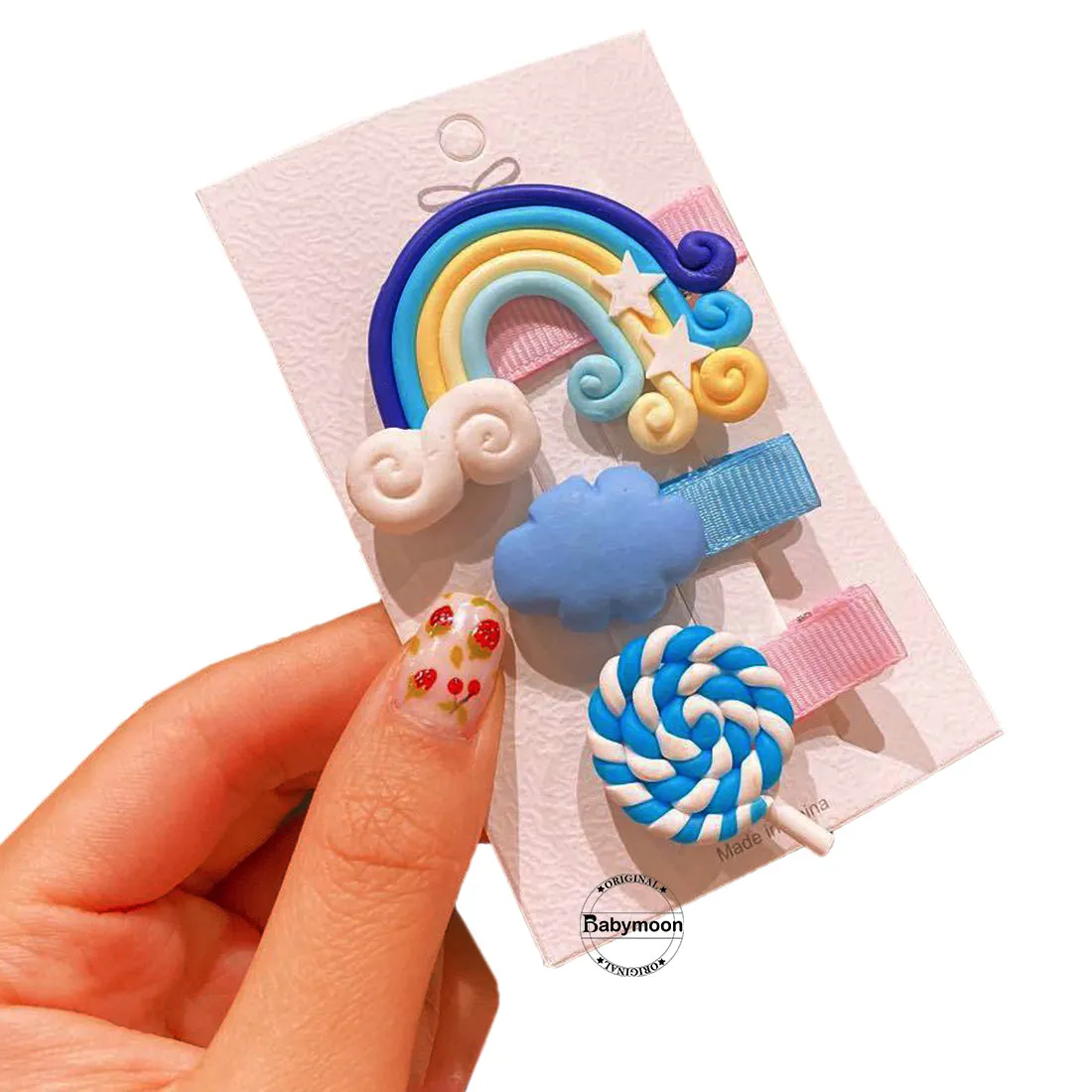 Babymoon 3pcs Rainbow HairClips Hair Accessories