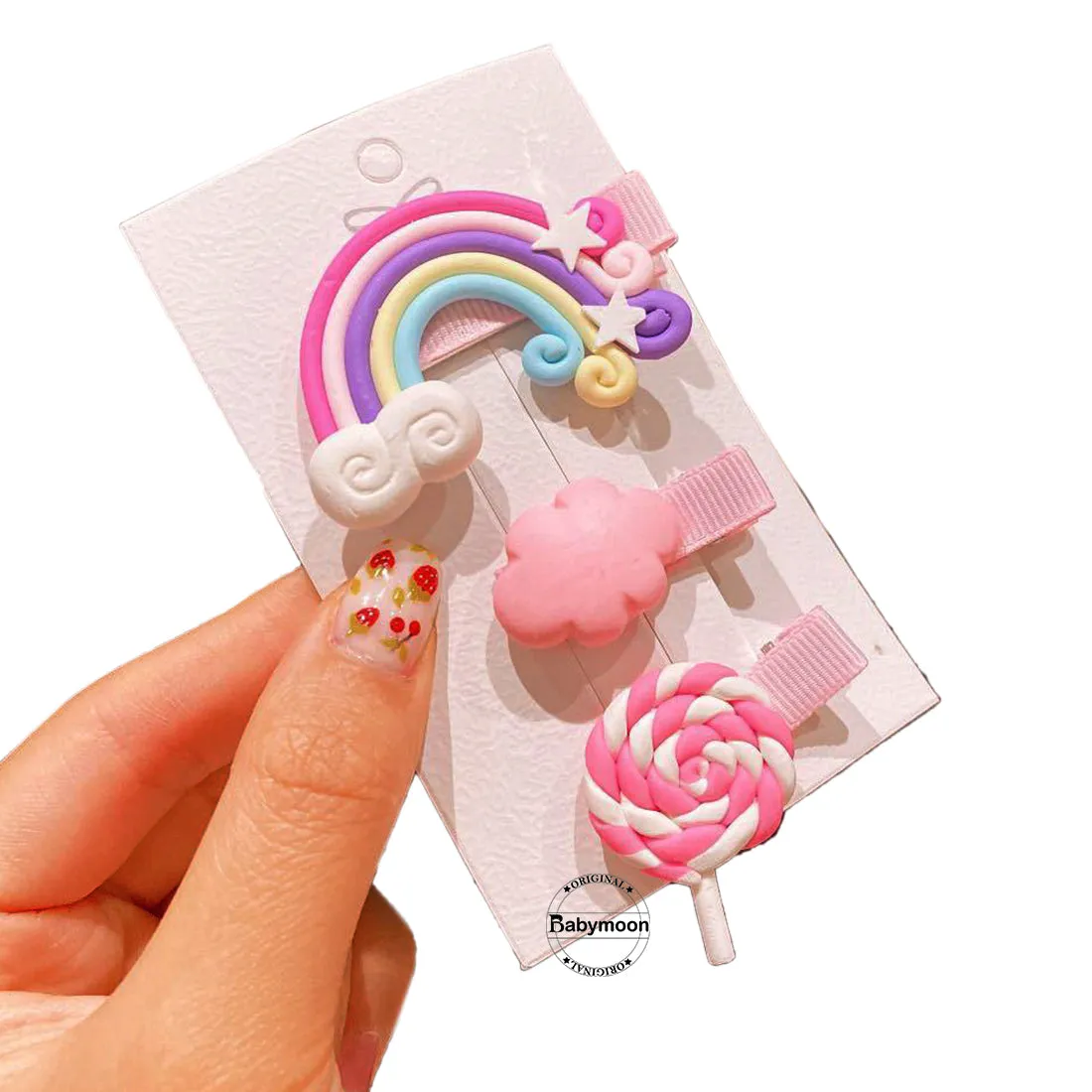 Babymoon 3pcs Rainbow HairClips Hair Accessories