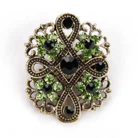 Baiduqiandu Antique Gold Color Plated Crystal Rhinestones Diamante Vintage Flower Brooch Pins for Women in Assorted Designs