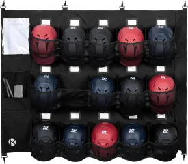 Baseball/Softball Dugout Organizer - 15  Helmet & Glove Storage Bag, Military-Grade 900D Fabric & 6 Reinforced Steel Hooks