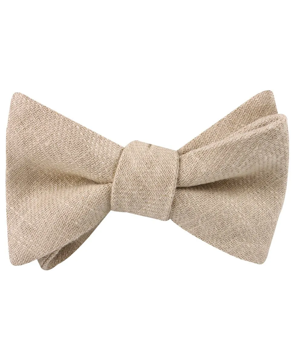 Biscotti Beige Linen Self Bow Tie