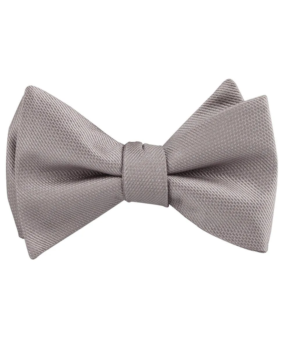 Biscotti Grey Weave Self Bow Tie