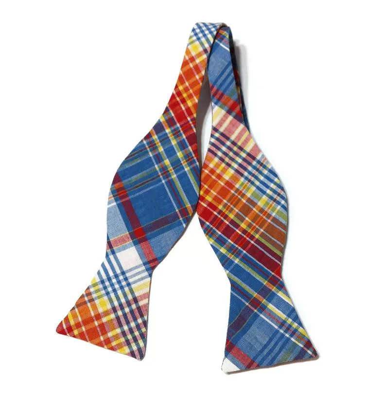 Blue Jay Plaid Seersucker Bow Tie
