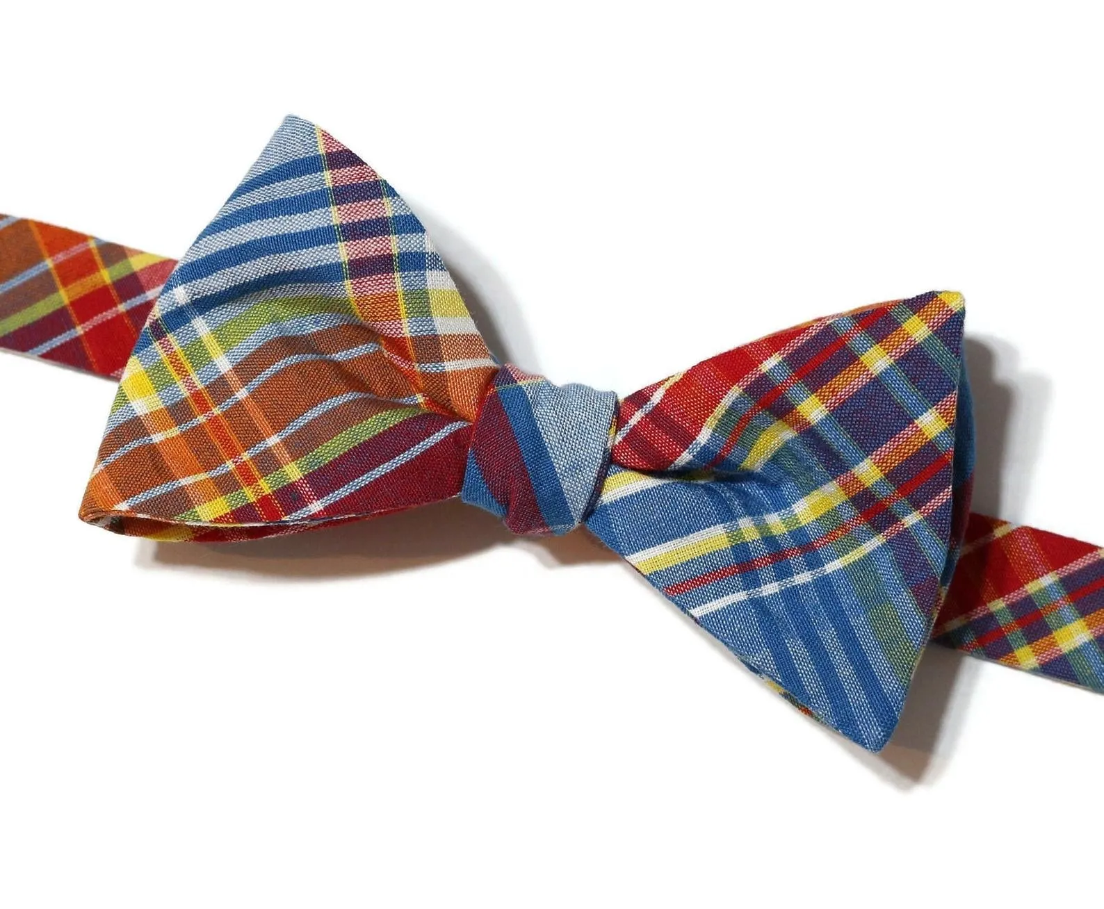 Blue Jay Plaid Seersucker Bow Tie