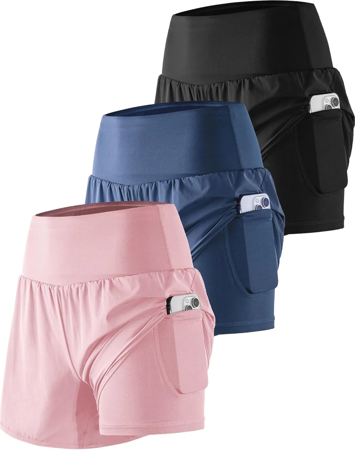 CADMUS 2 in 1 Women's Workout Shorts for Athletic Gym Running Shorts with Phone Pockets