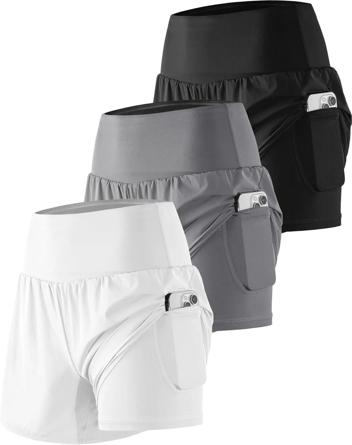CADMUS 2 in 1 Women's Workout Shorts for Athletic Gym Running Shorts with Phone Pockets