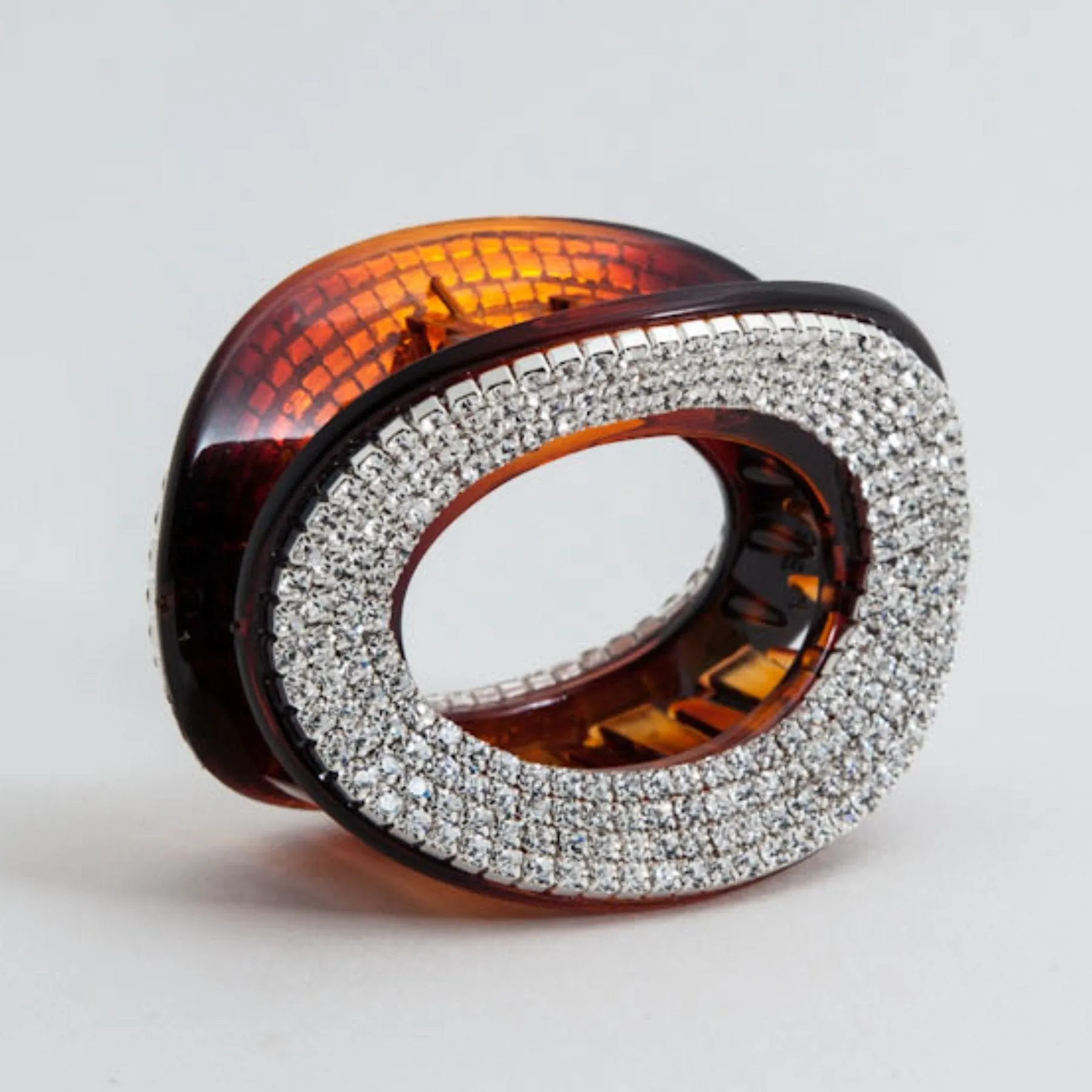 Cubic Diamante Hair Clamp Dazzling Ellipse Jaw Claw Clip Hair Clamp Accessories