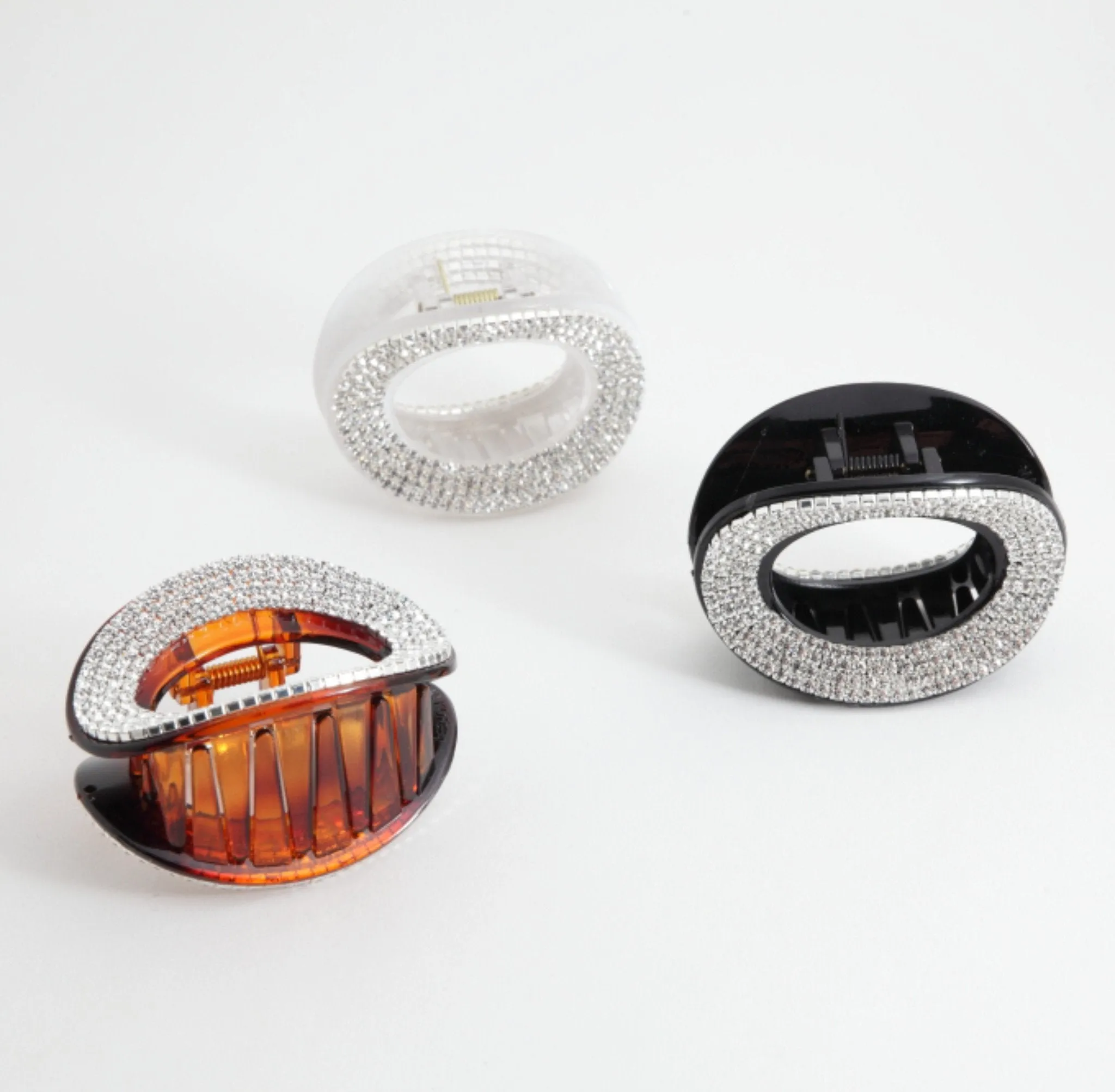 Cubic Diamante Hair Clamp Dazzling Ellipse Jaw Claw Clip Hair Clamp Accessories