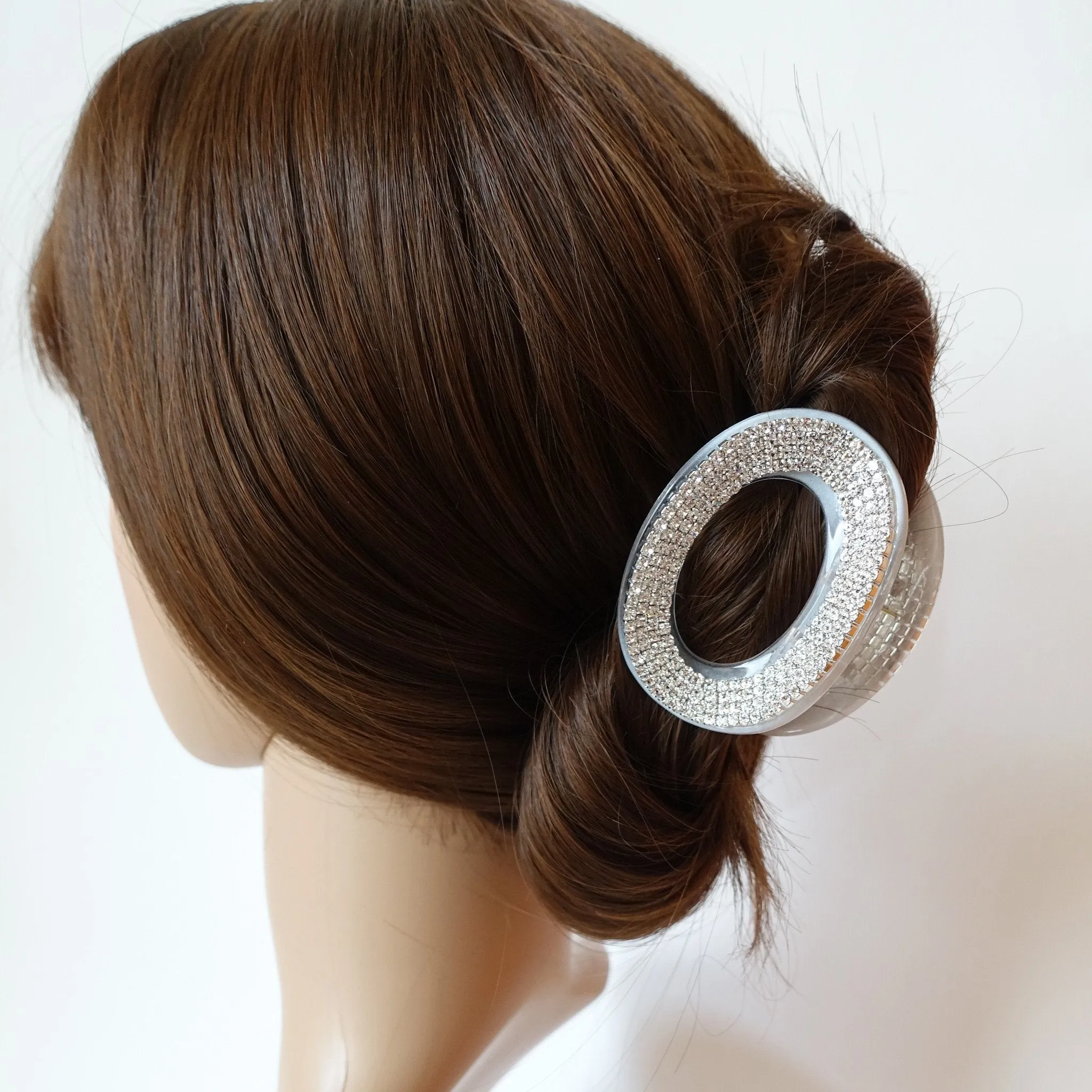 Cubic Diamante Hair Clamp Dazzling Ellipse Jaw Claw Clip Hair Clamp Accessories