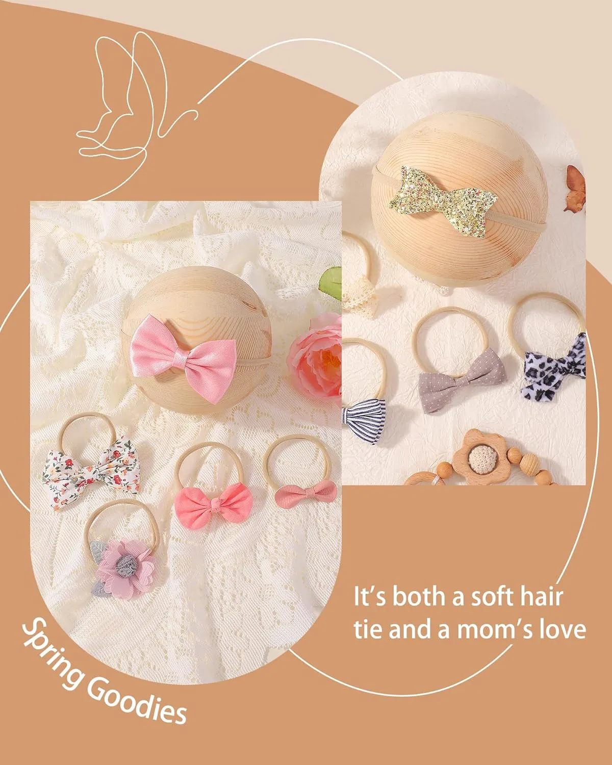 doboi 24pcs Baby Girls Flower and Hair Bows Headbands Soft Nylon Hairbands Elastic Hair Accessories for Newborns Infants Toddlers and Kids