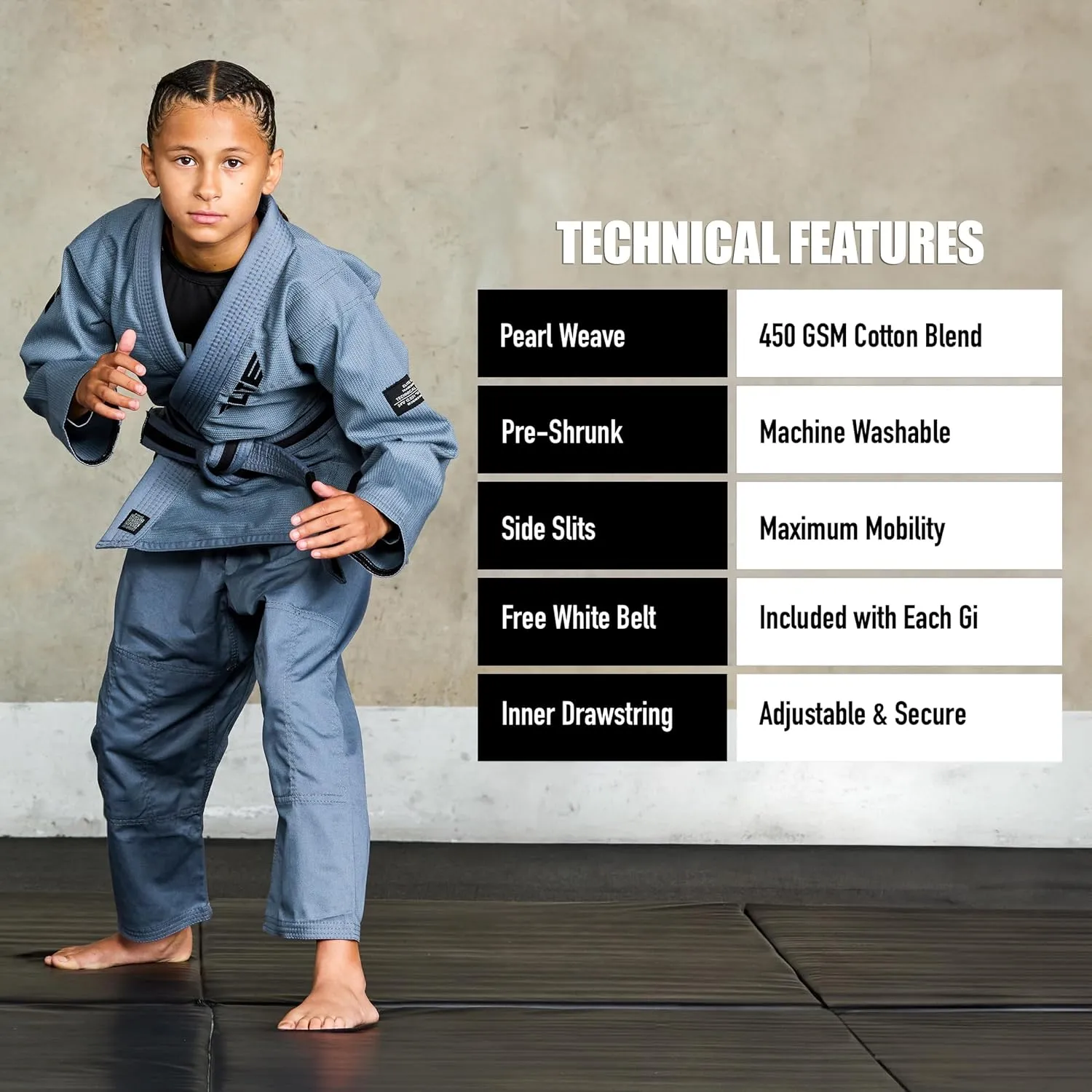 Elite Sports IBJJF Ultra Light BJJ Brazilian Jiu Jitsu Gi for Kids with Preshrunk Fabric and Free Belt