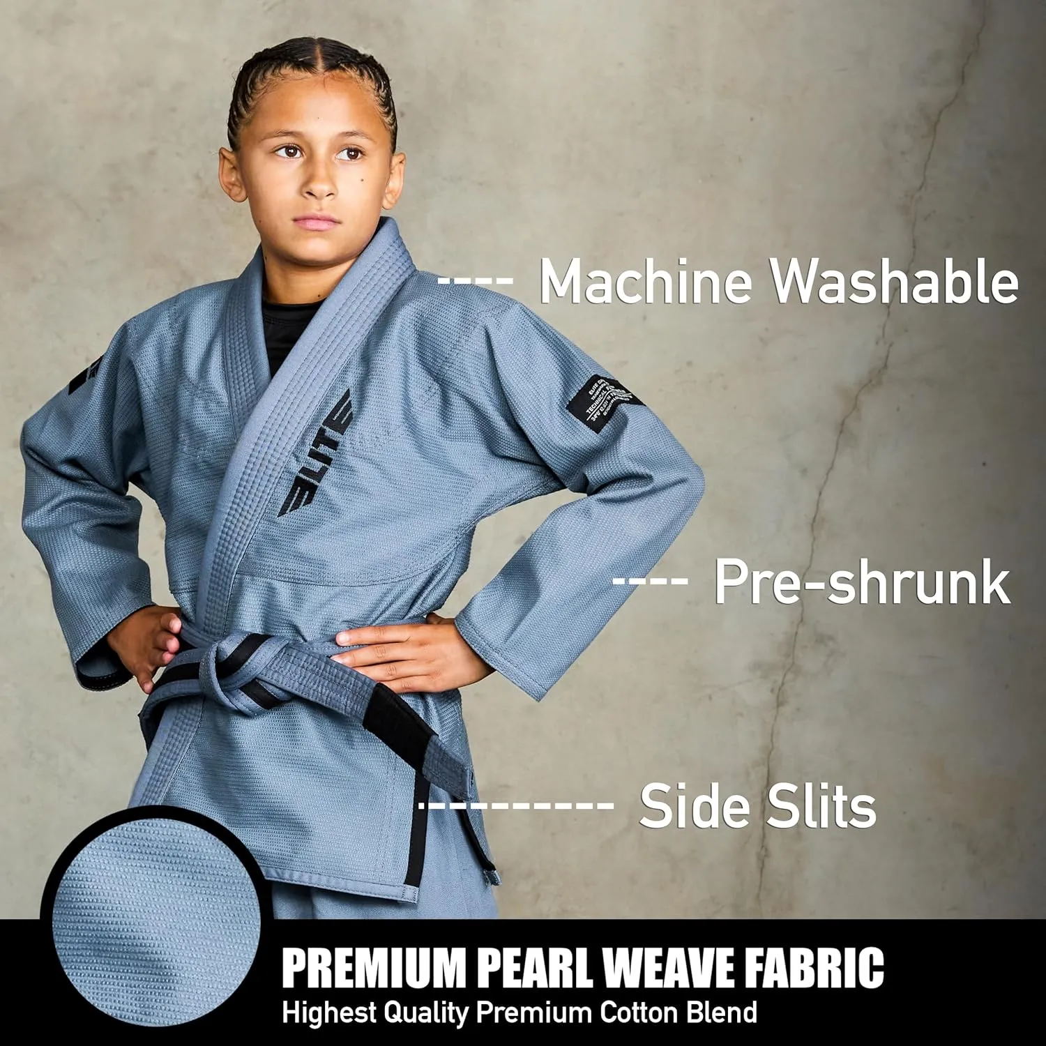 Elite Sports IBJJF Ultra Light BJJ Brazilian Jiu Jitsu Gi for Kids with Preshrunk Fabric and Free Belt