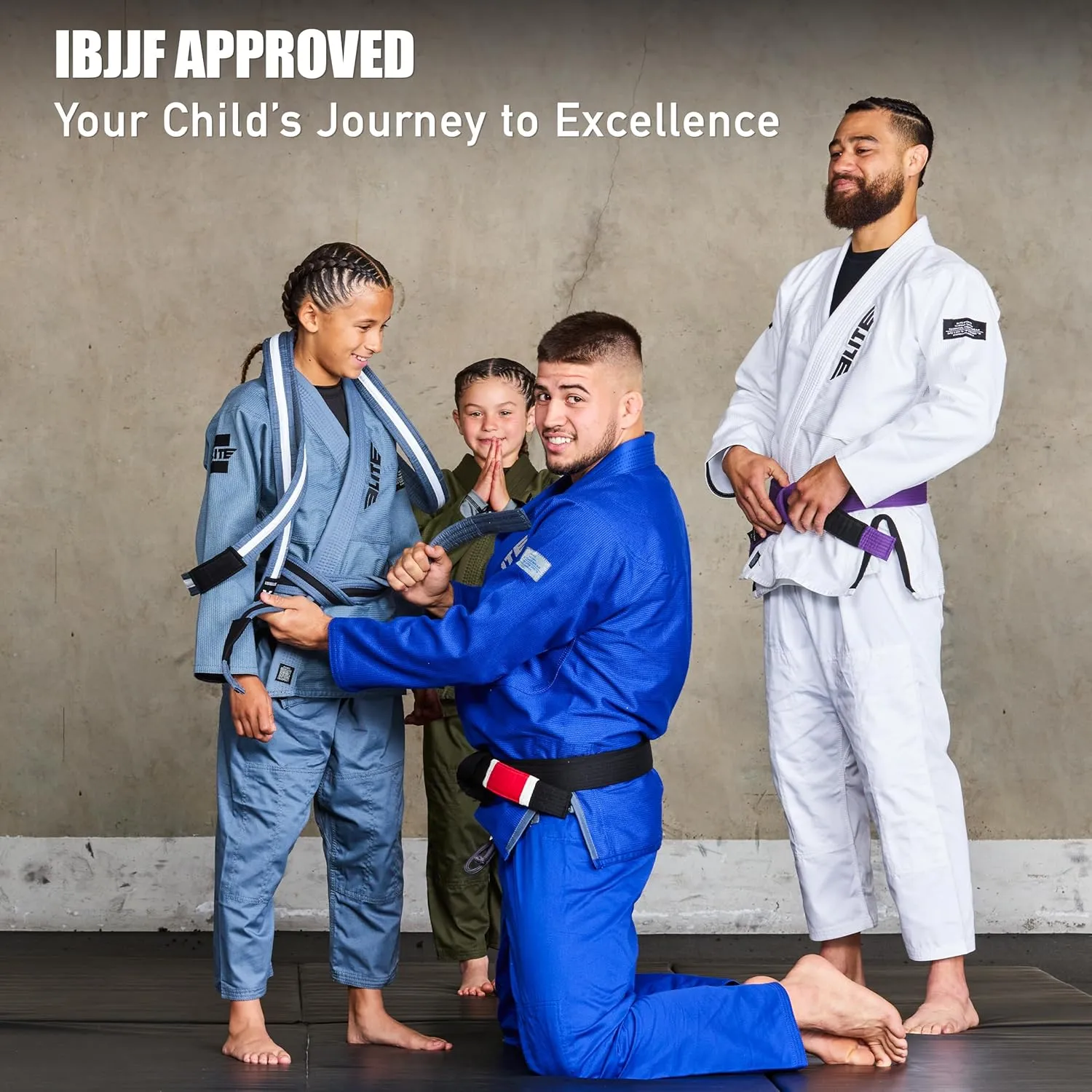 Elite Sports IBJJF Ultra Light BJJ Brazilian Jiu Jitsu Gi for Kids with Preshrunk Fabric and Free Belt
