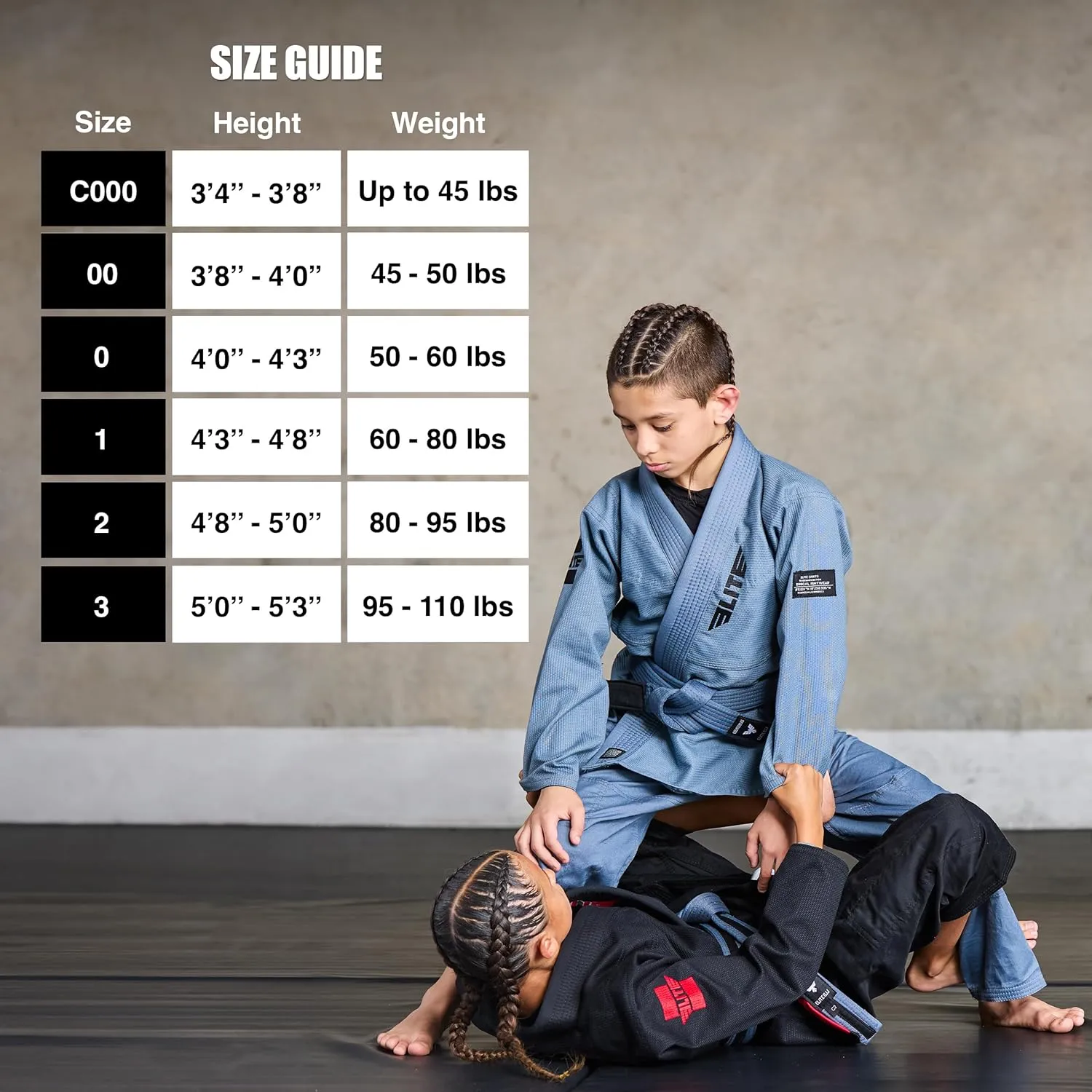 Elite Sports IBJJF Ultra Light BJJ Brazilian Jiu Jitsu Gi for Kids with Preshrunk Fabric and Free Belt