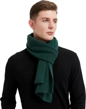 GreenMount Mens Cashmere Scarf Ribbed Knitted 100% Cashmere Scarf Warm Thick Soft for Fall Winter Men