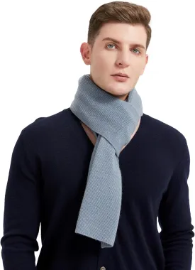 GreenMount Mens Cashmere Scarf Ribbed Knitted 100% Cashmere Scarf Warm Thick Soft for Fall Winter Men