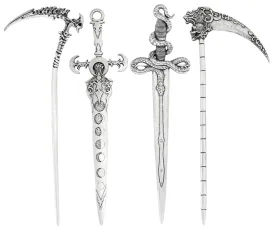 GuoShuang Women's Hair Accessories - 4pcs Hair Stick For Long Hair with Gothic Skull Moon Snake Sword Design -Celtic Hair Jewelry jewelry for women Viking Hairpins,Great Gift For Viking Lover