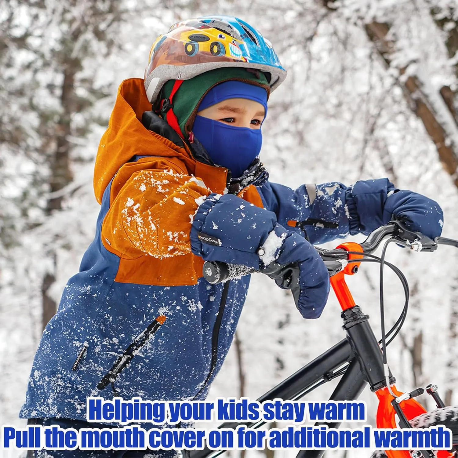 Kids Balaclava Ski Mask Scarf, Kids Fleece Gaiter Cold Weather Full Face Mask for Boys & Girls - Black