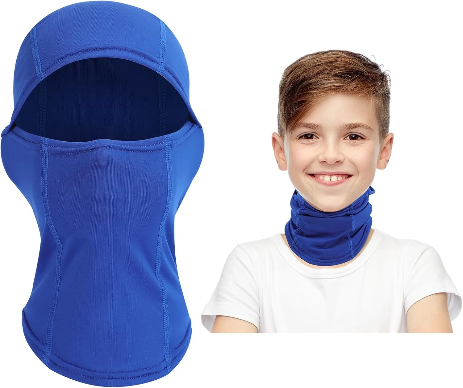 Kids Balaclava Ski Mask Scarf, Kids Fleece Gaiter Cold Weather Full Face Mask for Boys & Girls - Black