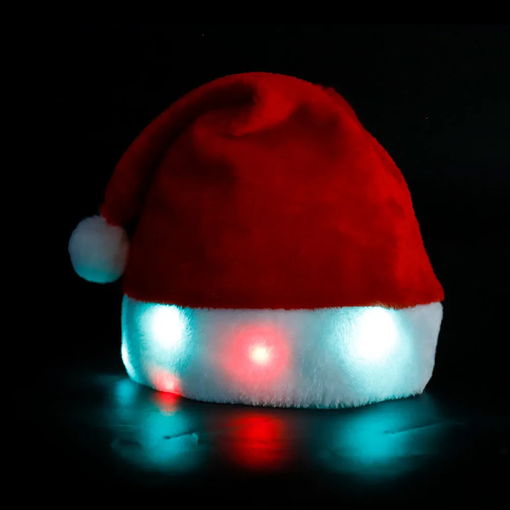 LED Christmas Santa Hat, Blinking Color-Changing Light Up LED Lights(2Pack)