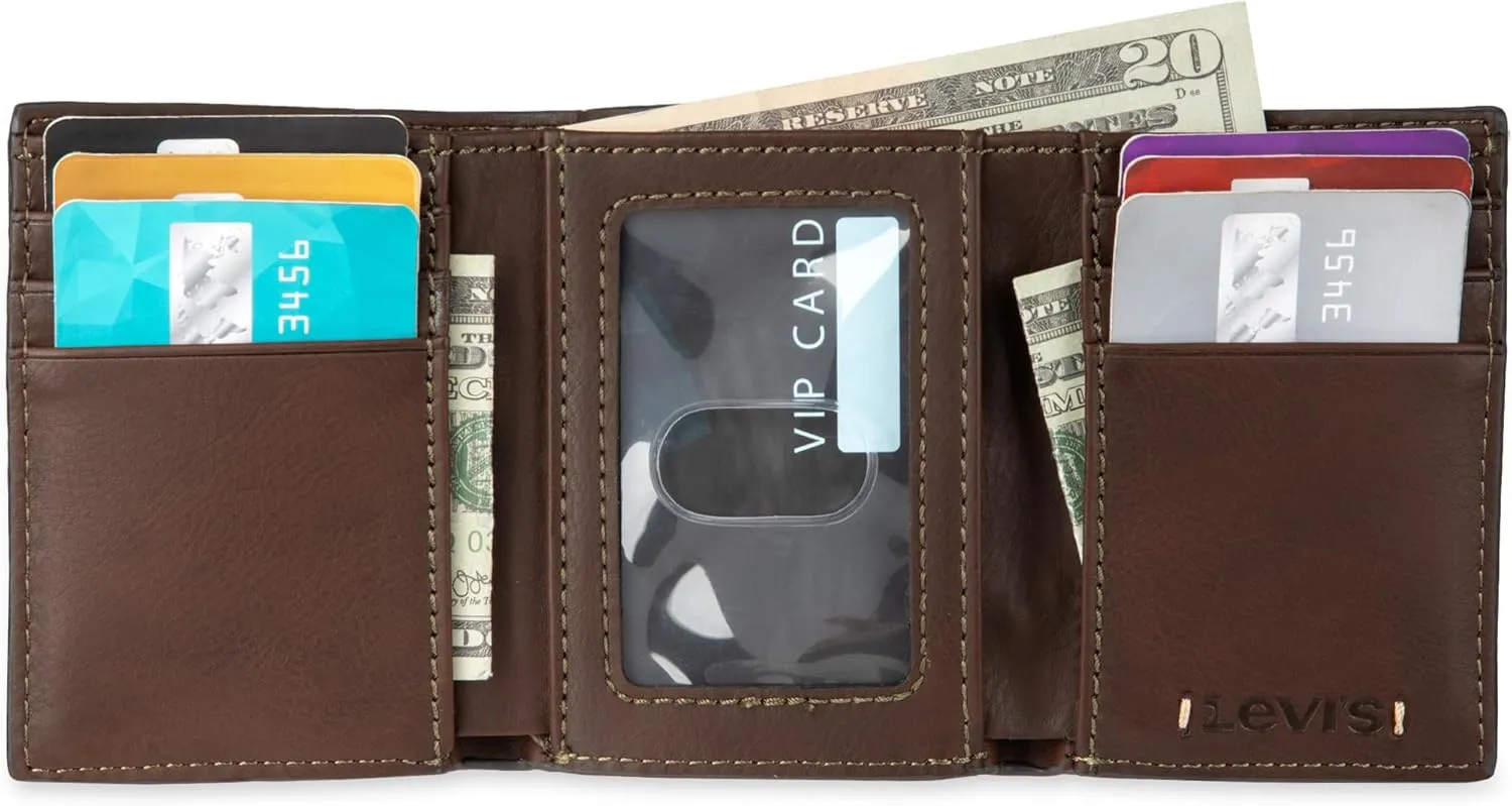 Levi's Men's Trifold Wallet-Sleek and Slim Includes Id Window and Credit Card Holder