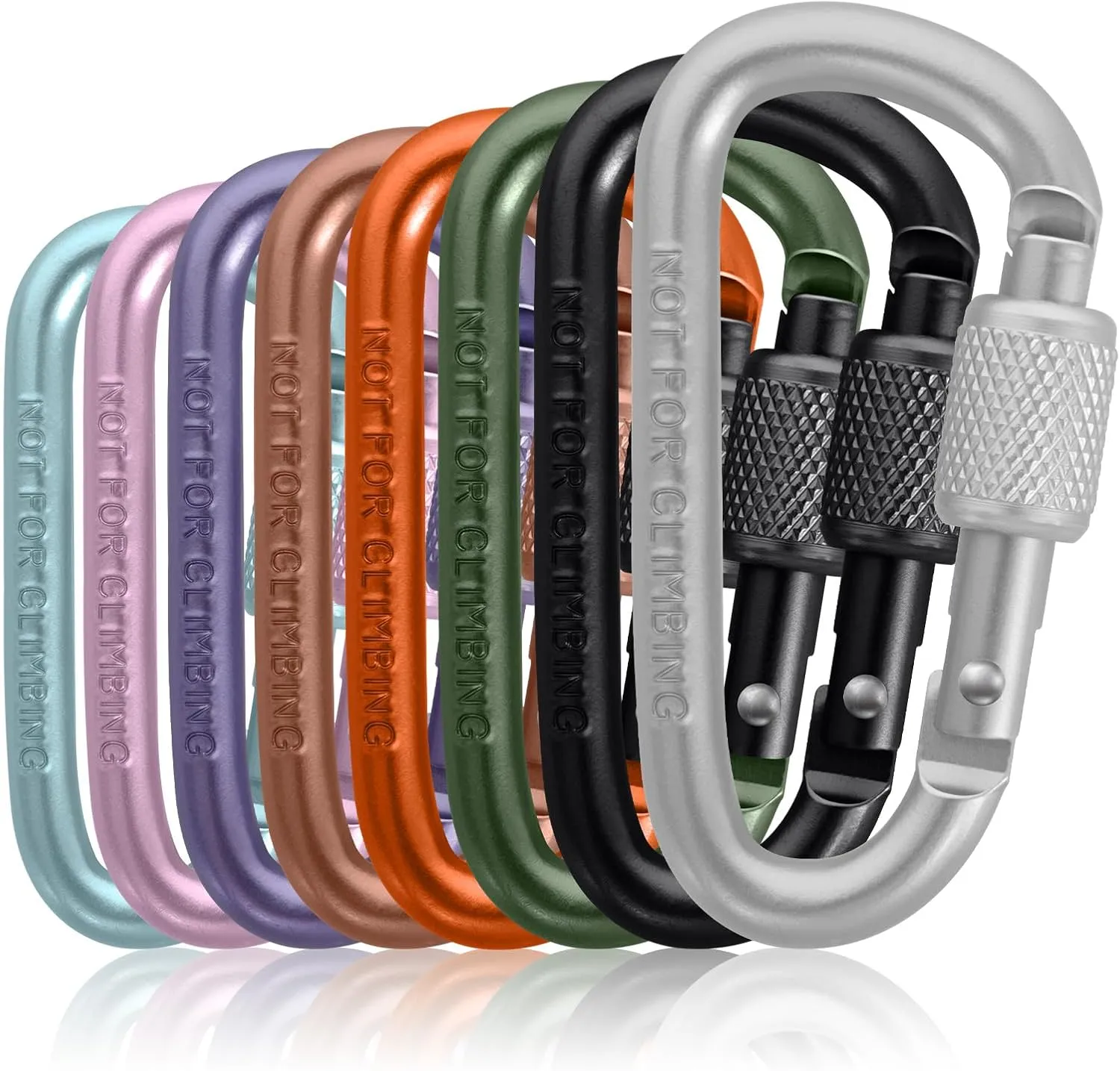Locking Carabiner Clips & D-Ring Key Hooks 12KN, 7075 Aircraft Aluminum Heavy Duty Rust-Resistant 3/8PCS for Camping, Hiking, Backpacking, Dog Leash, Travel Accessories