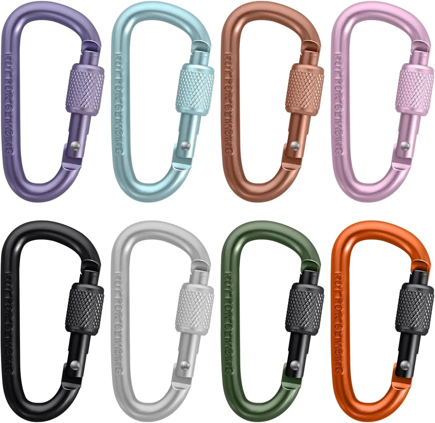 Locking Carabiner Clips & D-Ring Key Hooks 12KN, 7075 Aircraft Aluminum Heavy Duty Rust-Resistant 3/8PCS for Camping, Hiking, Backpacking, Dog Leash, Travel Accessories