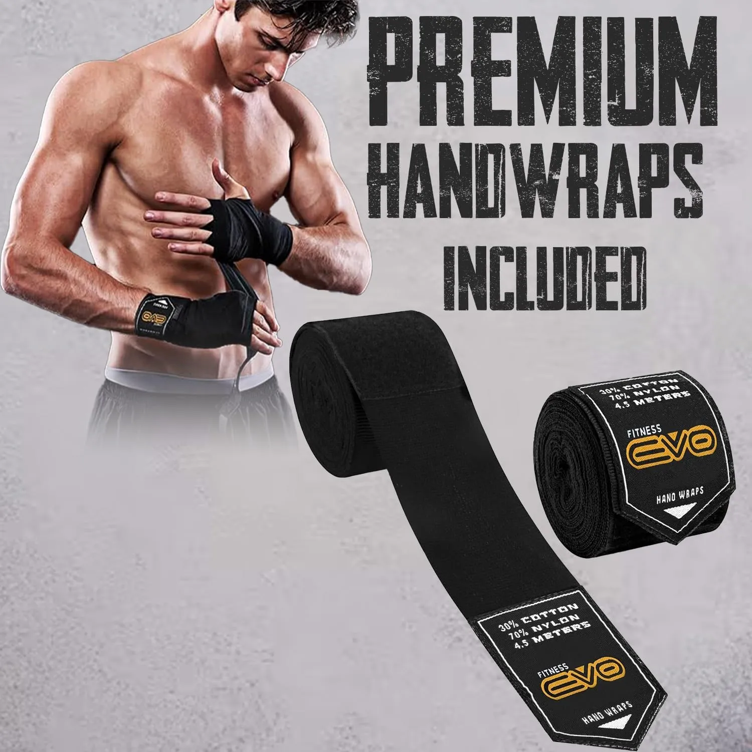 Matte Black Boxing Gloves Men Women MMA Muay Thai Martial Arts Kick Boxing Sparring Training Fighting Punch Bag Pink Gloves with Hand Wraps