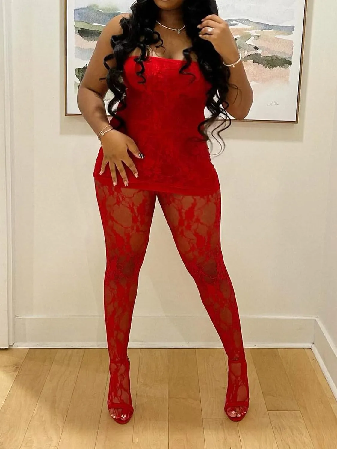 Mojessy 2 Piece Outfits for Women Sexy Lace Tube Mini Dress Top with Stockings Legging Set Birthday Outfits