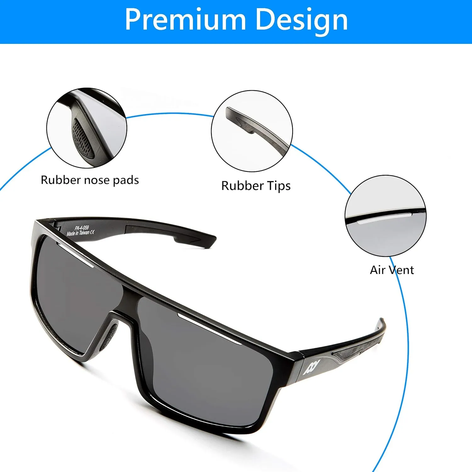 Outdoor Sports Polarized wrap around Cycling Sunglasses for Men & Women TR90 Frame UV Protection for fishing
