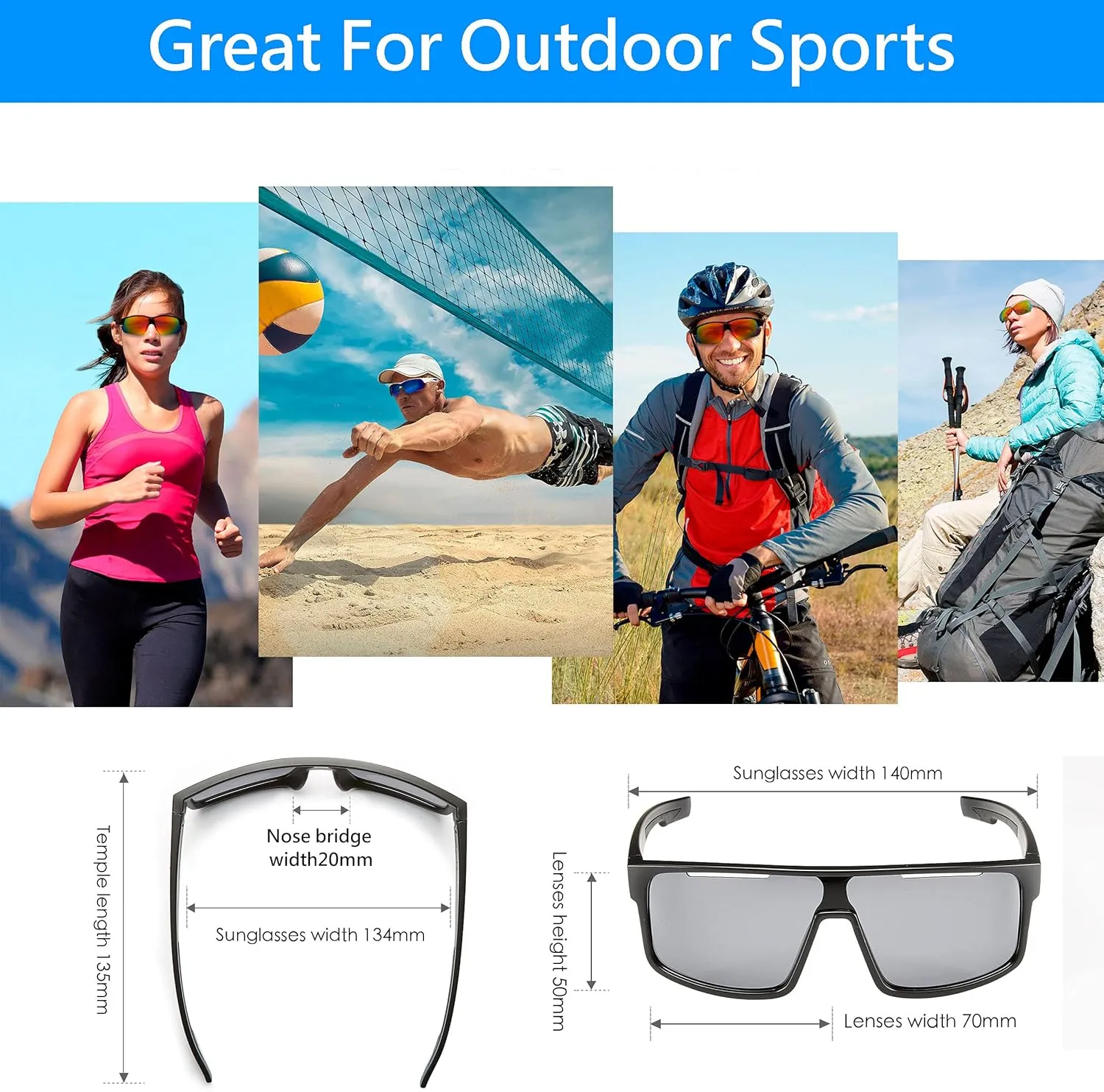 Outdoor Sports Polarized wrap around Cycling Sunglasses for Men & Women TR90 Frame UV Protection for fishing