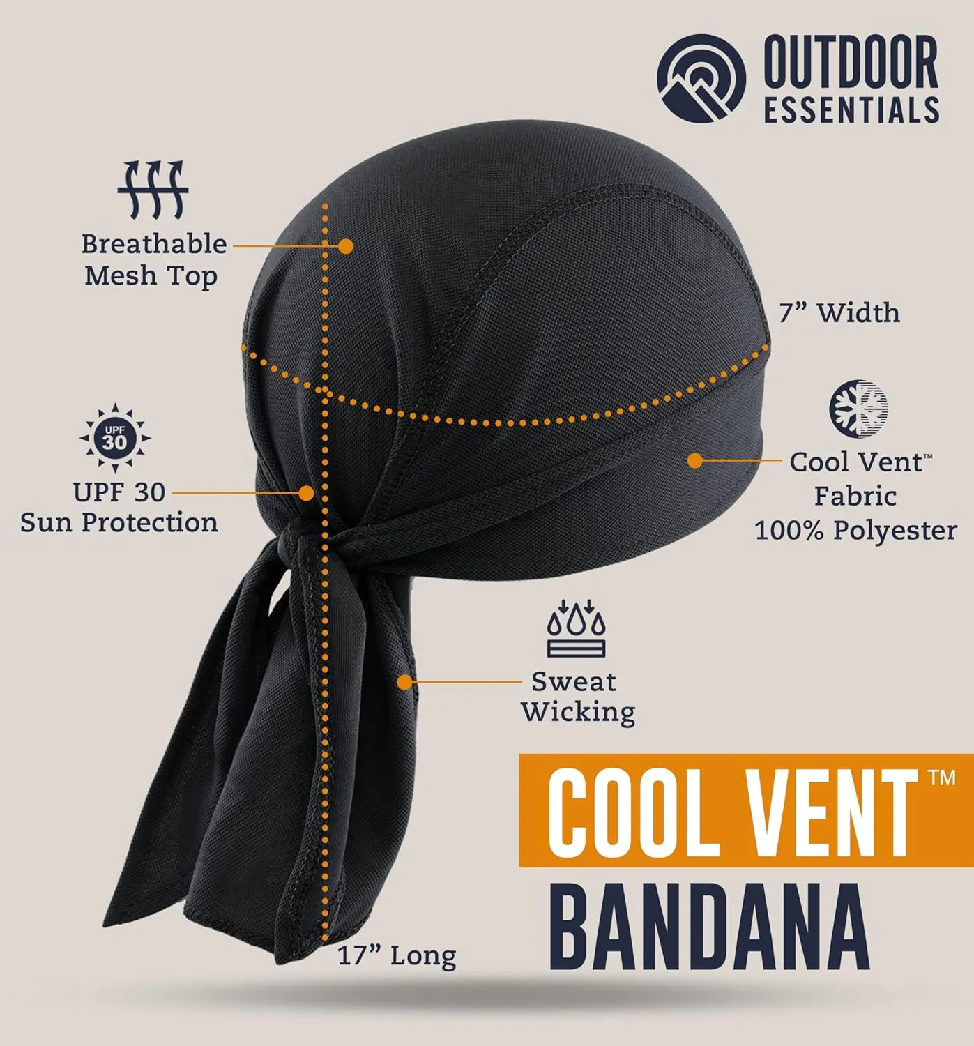 OutdoorEssentials Cooling Helmet Liner - Motorcycle Headwraps for Men - Do Rag Bandanas for Men - Bandana Skull Cap Biker Cap