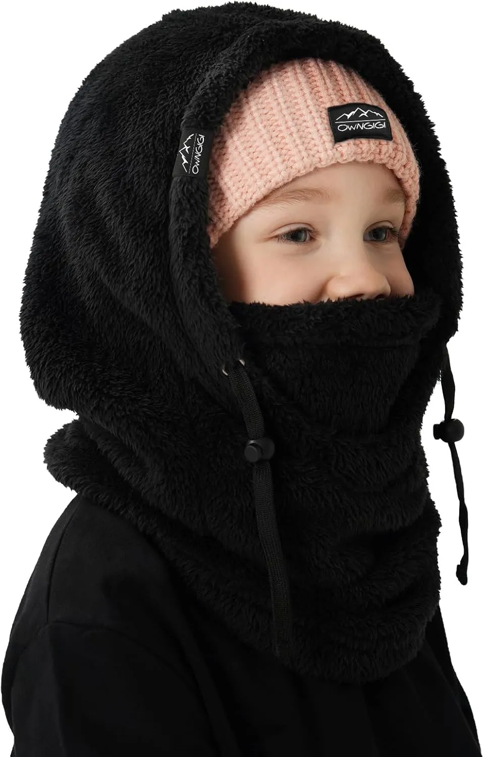 OWNGIGI Balaclava Ski Mask for Kids, Winter Windproof Face Mask for Cold Weather, Fleece Hooded Scarf Head Cover Neck Warmer