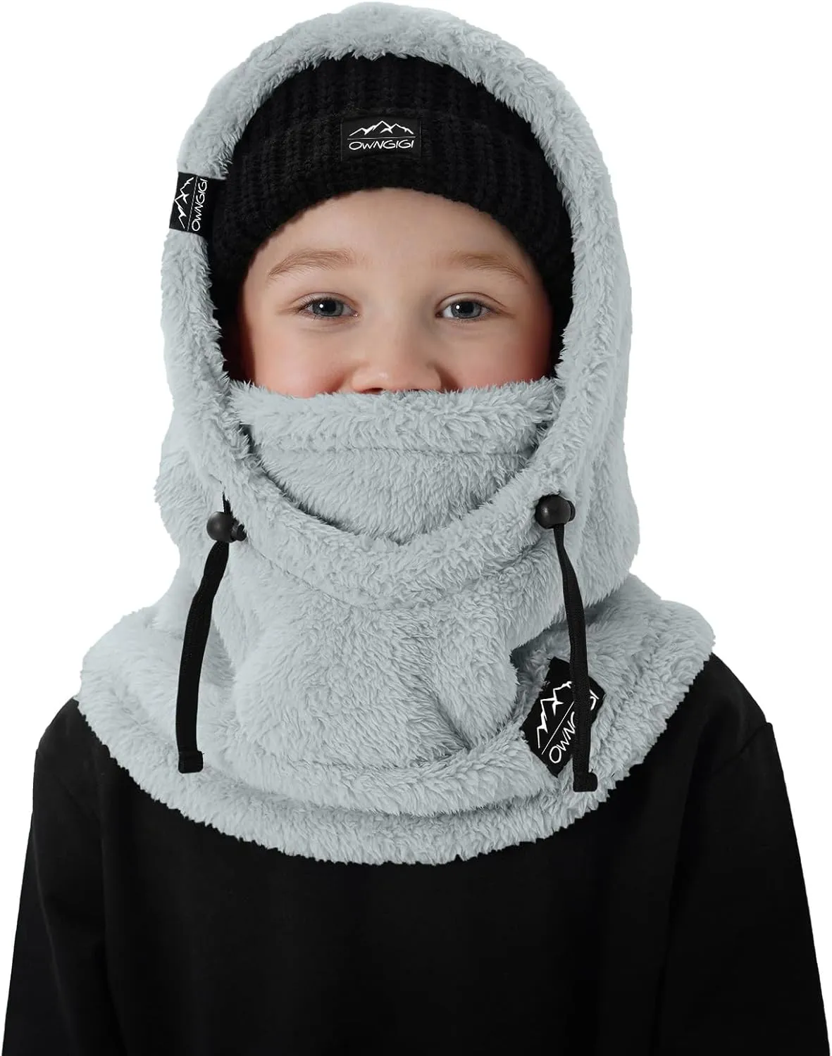OWNGIGI Balaclava Ski Mask for Kids, Winter Windproof Face Mask for Cold Weather, Fleece Hooded Scarf Head Cover Neck Warmer