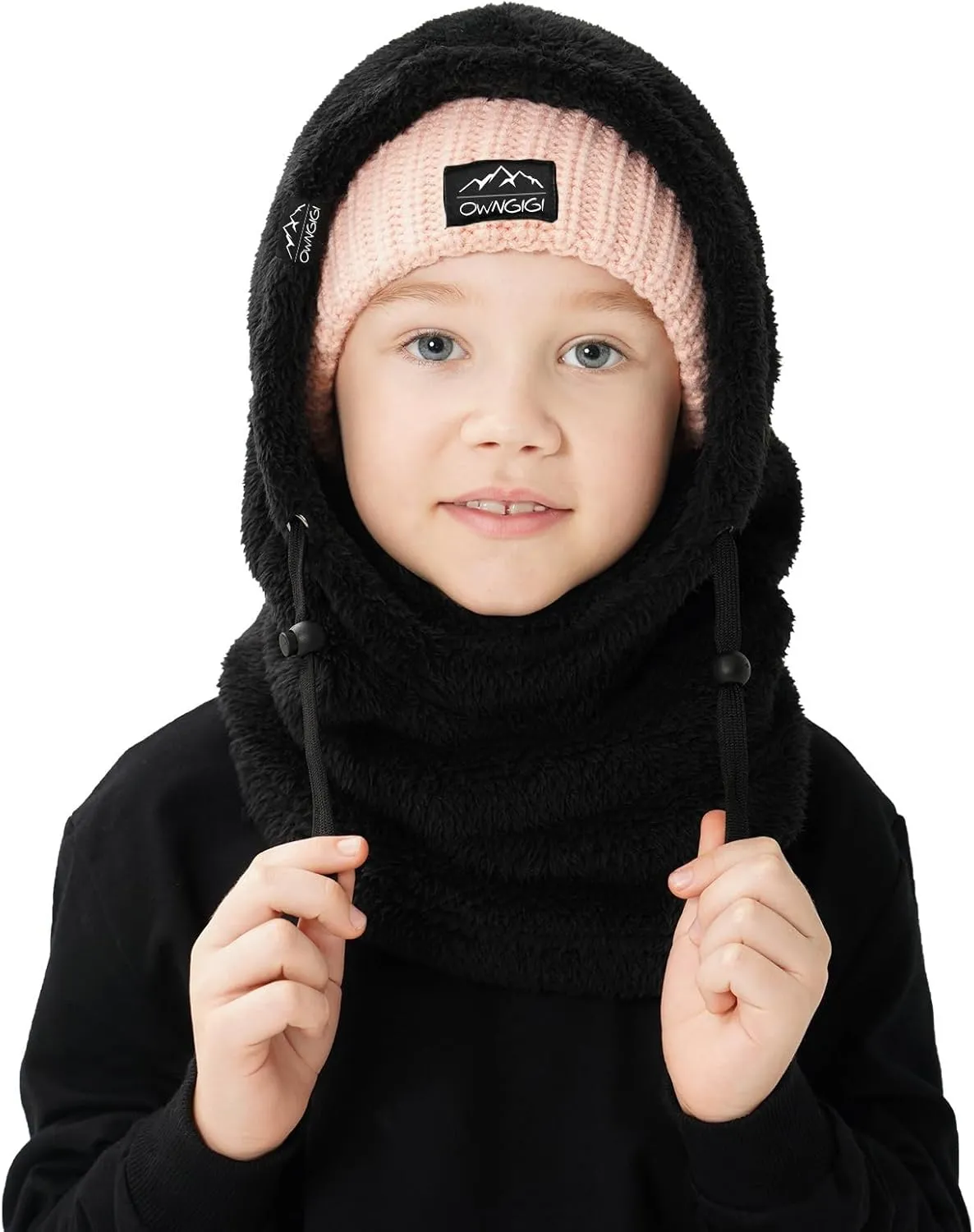 OWNGIGI Balaclava Ski Mask for Kids, Winter Windproof Face Mask for Cold Weather, Fleece Hooded Scarf Head Cover Neck Warmer