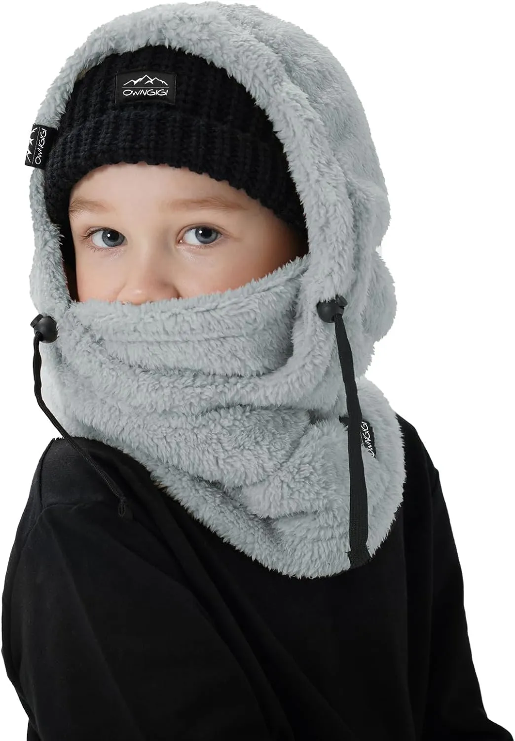 OWNGIGI Balaclava Ski Mask for Kids, Winter Windproof Face Mask for Cold Weather, Fleece Hooded Scarf Head Cover Neck Warmer