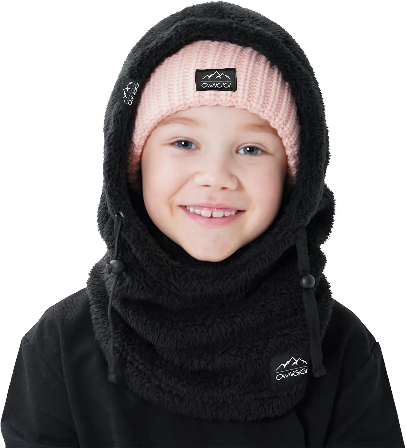 OWNGIGI Balaclava Ski Mask for Kids, Winter Windproof Face Mask for Cold Weather, Fleece Hooded Scarf Head Cover Neck Warmer