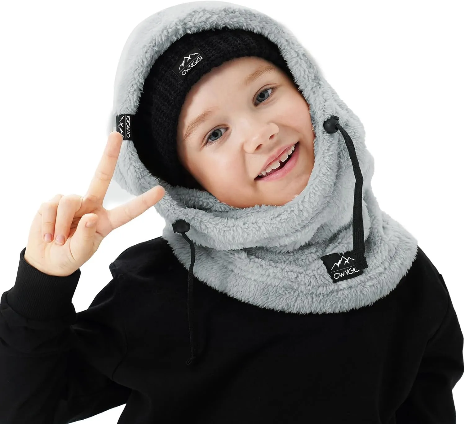 OWNGIGI Balaclava Ski Mask for Kids, Winter Windproof Face Mask for Cold Weather, Fleece Hooded Scarf Head Cover Neck Warmer