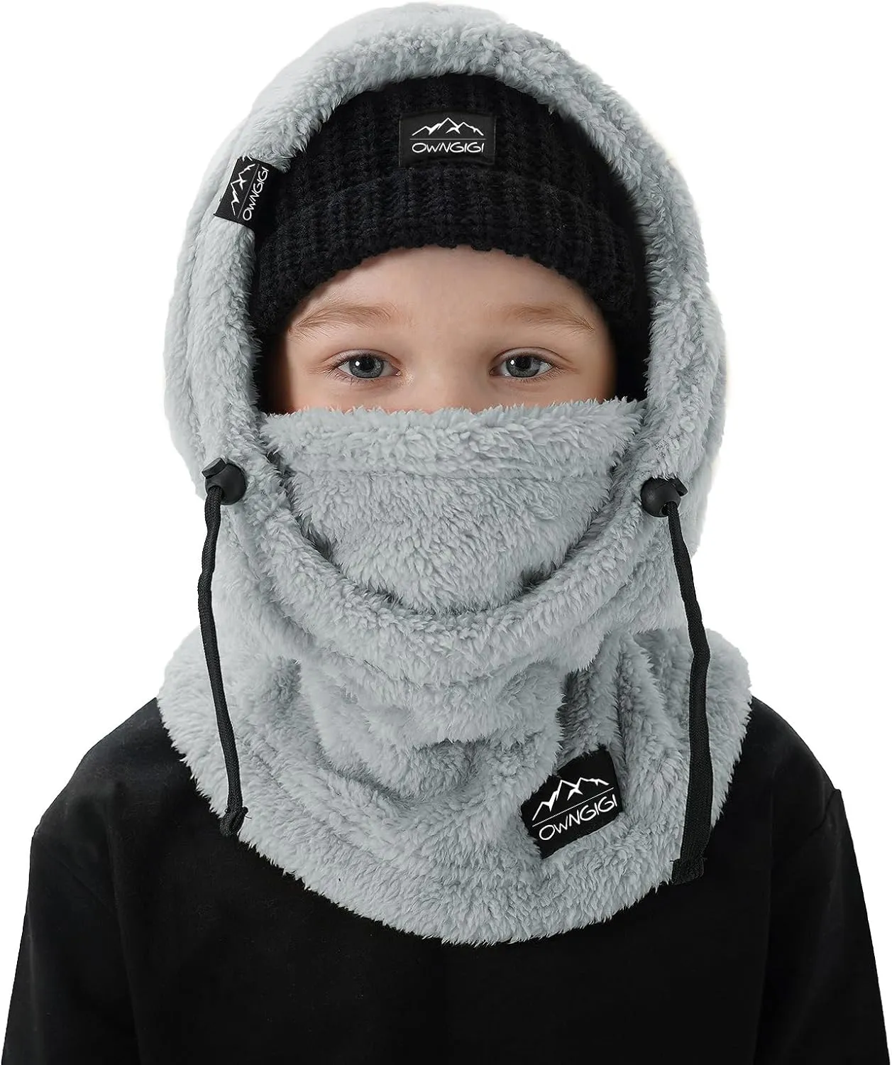 OWNGIGI Balaclava Ski Mask for Kids, Winter Windproof Face Mask for Cold Weather, Fleece Hooded Scarf Head Cover Neck Warmer