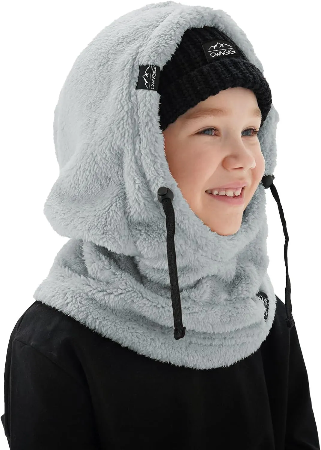 OWNGIGI Balaclava Ski Mask for Kids, Winter Windproof Face Mask for Cold Weather, Fleece Hooded Scarf Head Cover Neck Warmer