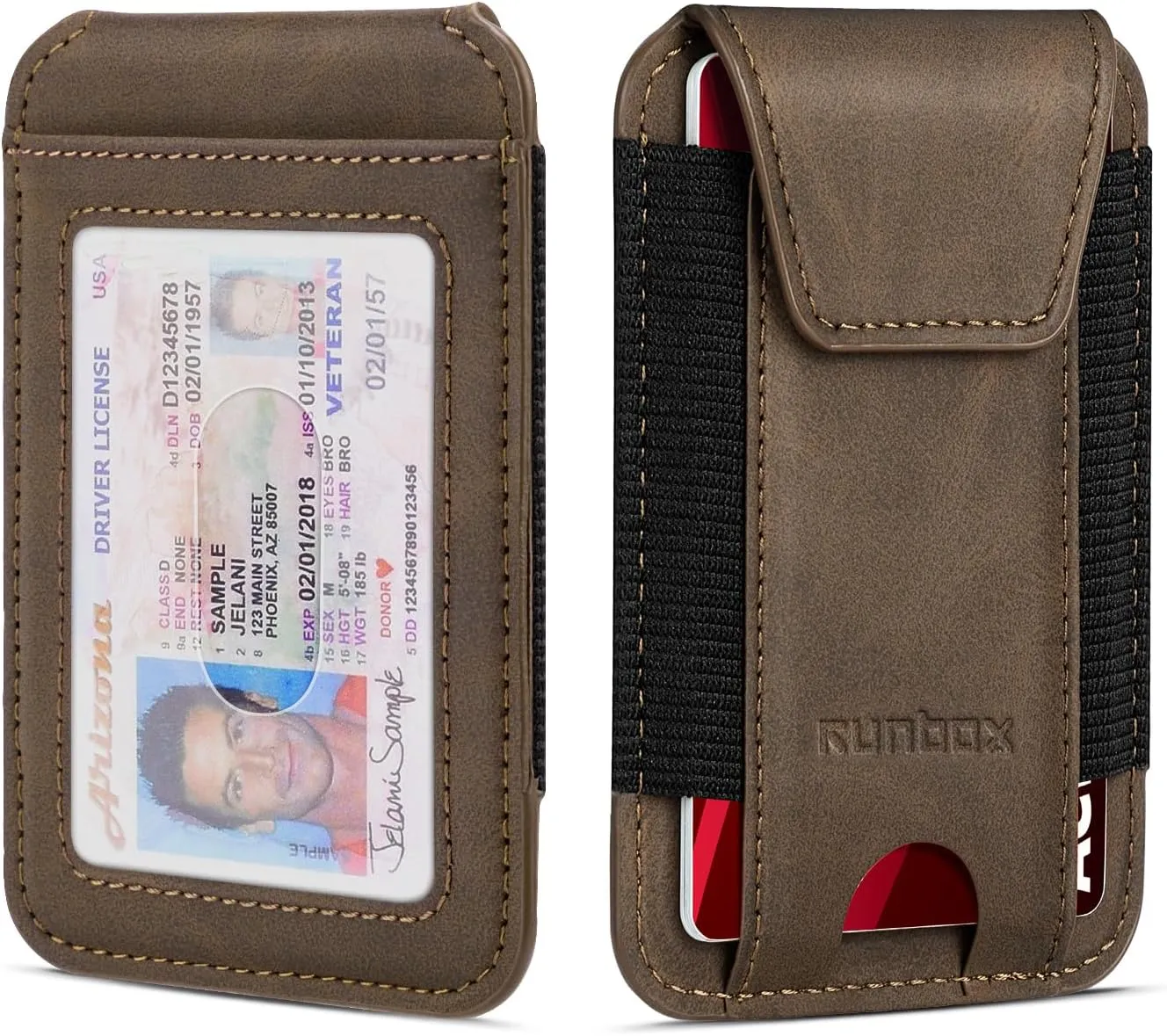 RUNBOX Wallet for Men 6-8 Cards With ID Window RFID Blocking Wallet Credit Card Holder Minimalist Front Pocket Gifts Ideal Choice