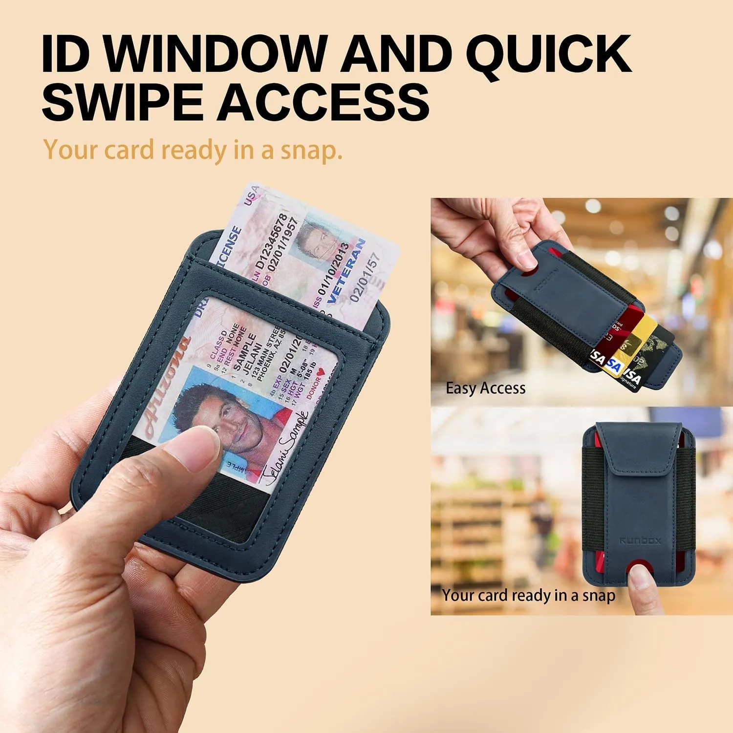 RUNBOX Wallet for Men 6-8 Cards With ID Window RFID Blocking Wallet Credit Card Holder Minimalist Front Pocket Gifts Ideal Choice